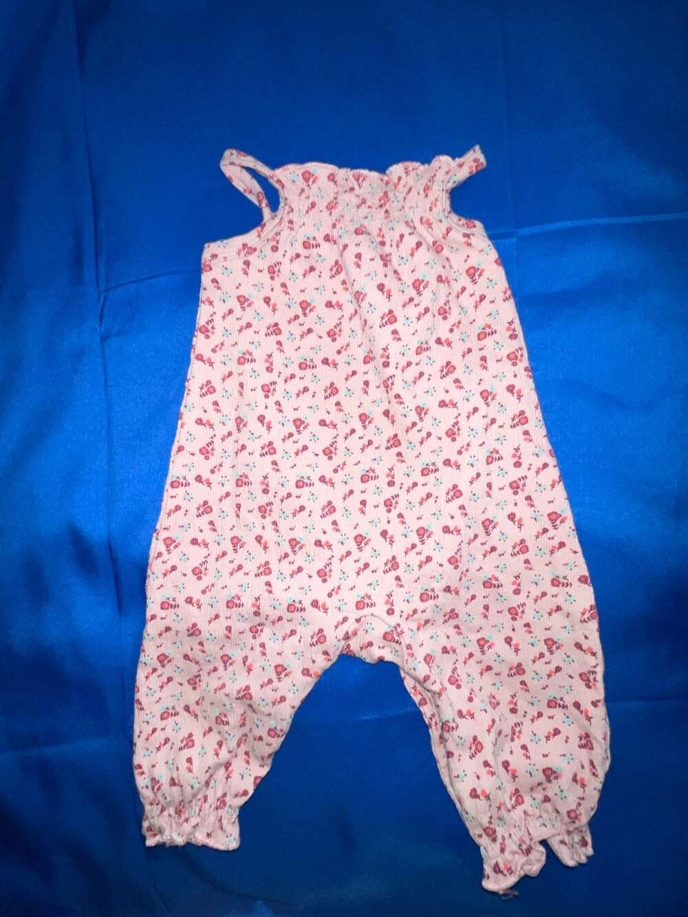 Sz 3-6M René Rofé Baby Floral Ribbed Sleeveless Romper Jumpsuit - Picture 3 of 3